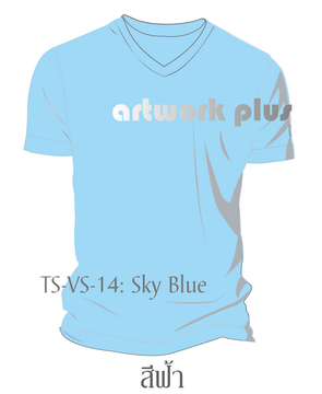 T-Shirt, TS-VS-14, เสื้อยืดคอวี สีฟ้า